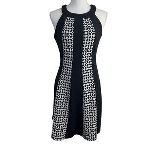En Focus Studio Black and White Dress Size 6 Halter Sleeveless Knee Length